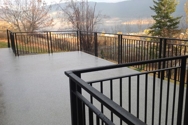 Custom Picket Rail with mid-rail in Flat Black/Designer Plus Granite Weatherdek