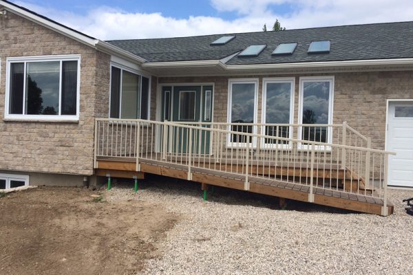 Fascia mounted Ramp & stairs in Railing Beige