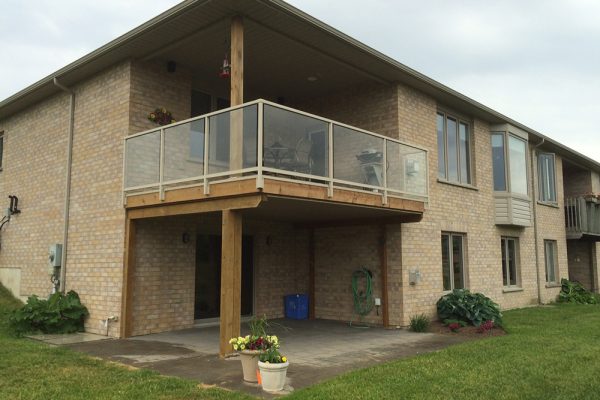 Standard Glass Rail Fascia Mounted in Railing Beige