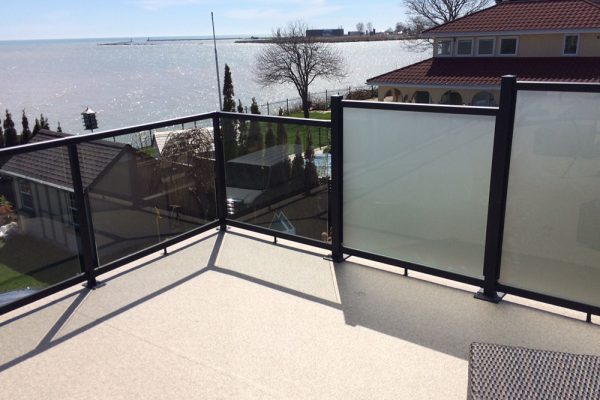 Custom Height Glass Railing in WeatherRail Tan