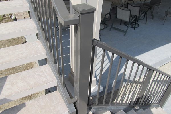 Custom Picket Stair Rail connection in Rideau Brown